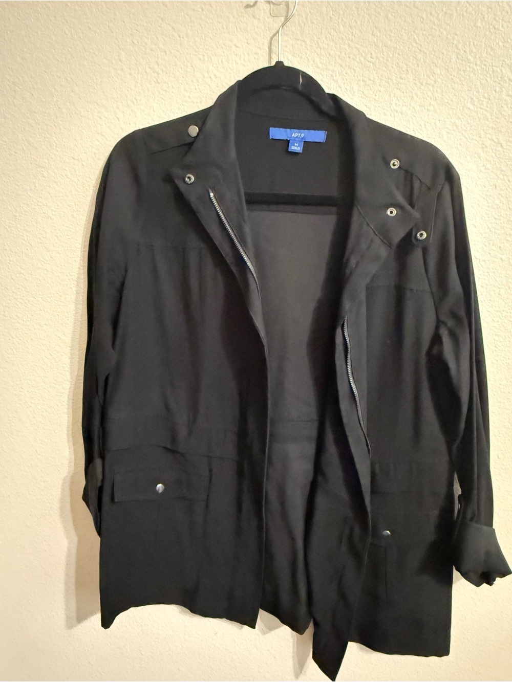 Apt. 9 Black Utility Jacket with Zipper Accents